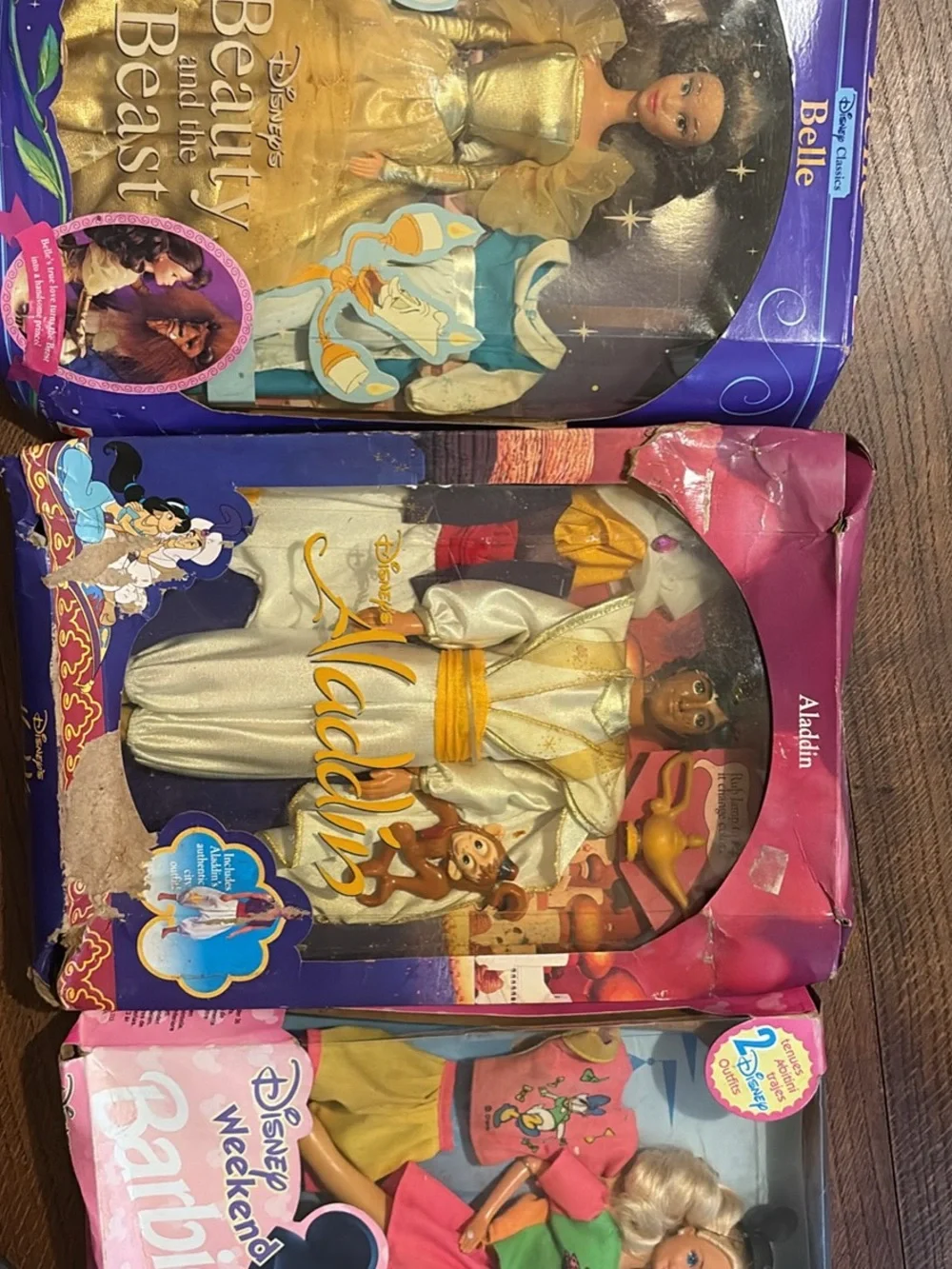 1991 Belle, 1992 Aladdin, 1993 Disney Barbie